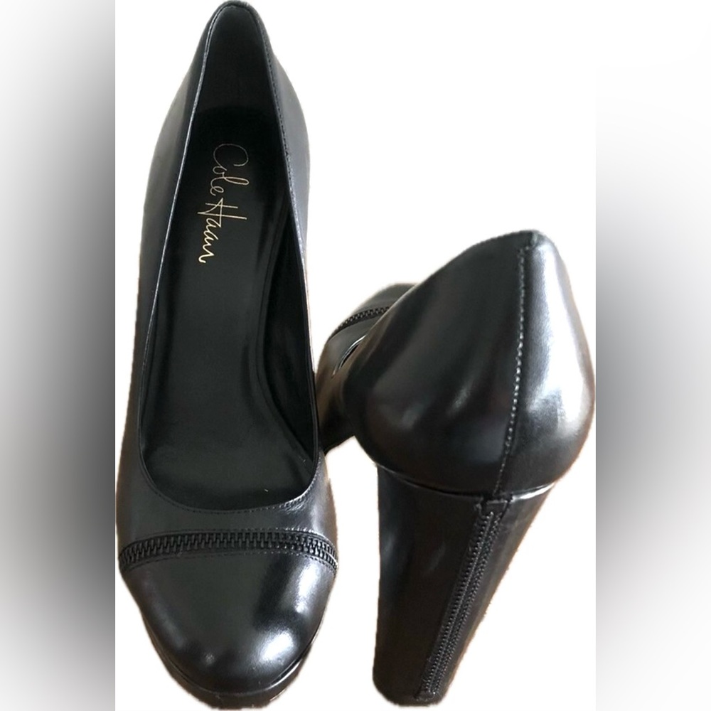 Cole Haan Stephanie Black Leather Platform High Heels Shoes Nike Air Size 8